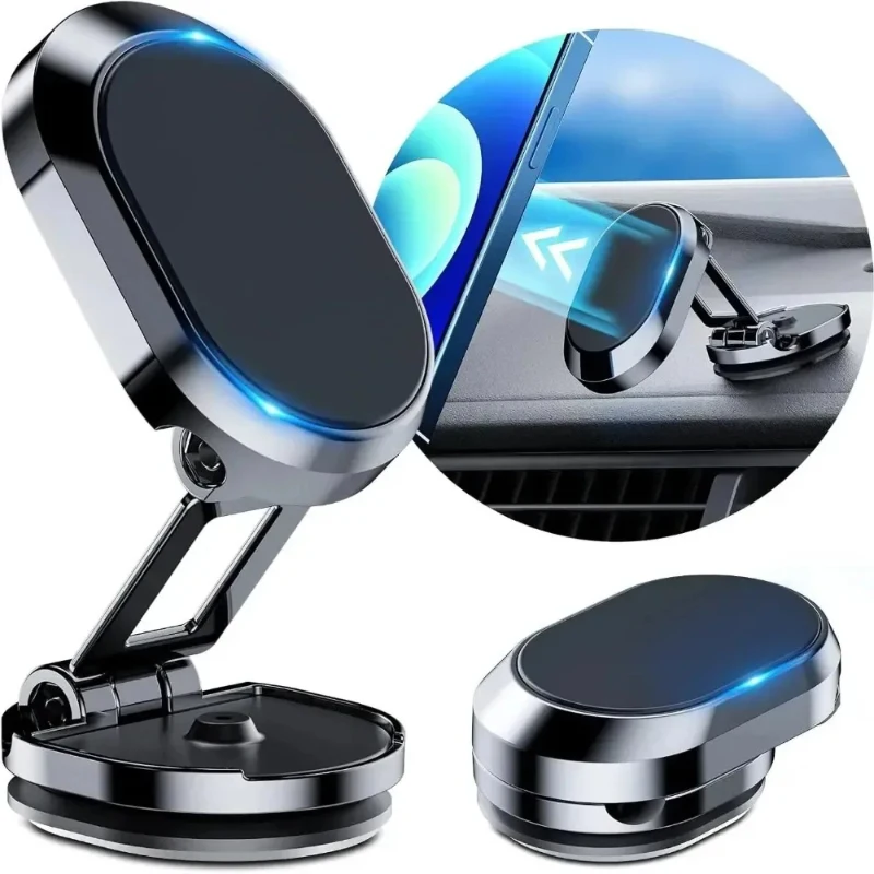 Magnetic Car Phone Holder Folding Strong Magnet Mount Cell Smart Phone Metal Stand GPS Support For IPhone Xiaomi Samsung Huawei