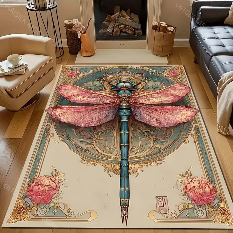Multiple sizes Dragonfly Art Poster Design Carpet for Living Room Bedroom Sofa Home Decor Rus Non-slip Floor Mat Luxury Gift