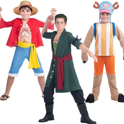 Kids Tony Tony Chopper Dress Up Boy Muscle Roronoa Zoro Warrior of the Sea Cosplay Child Pirate King Straw Hat Luffy Costume