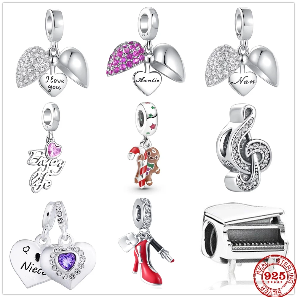 2021 New Fashion Silver 925 Note piano  bless Charm Bead Pandora Fit Original Pandora Bracelets DIY Fine Sterling Jewelry Gift