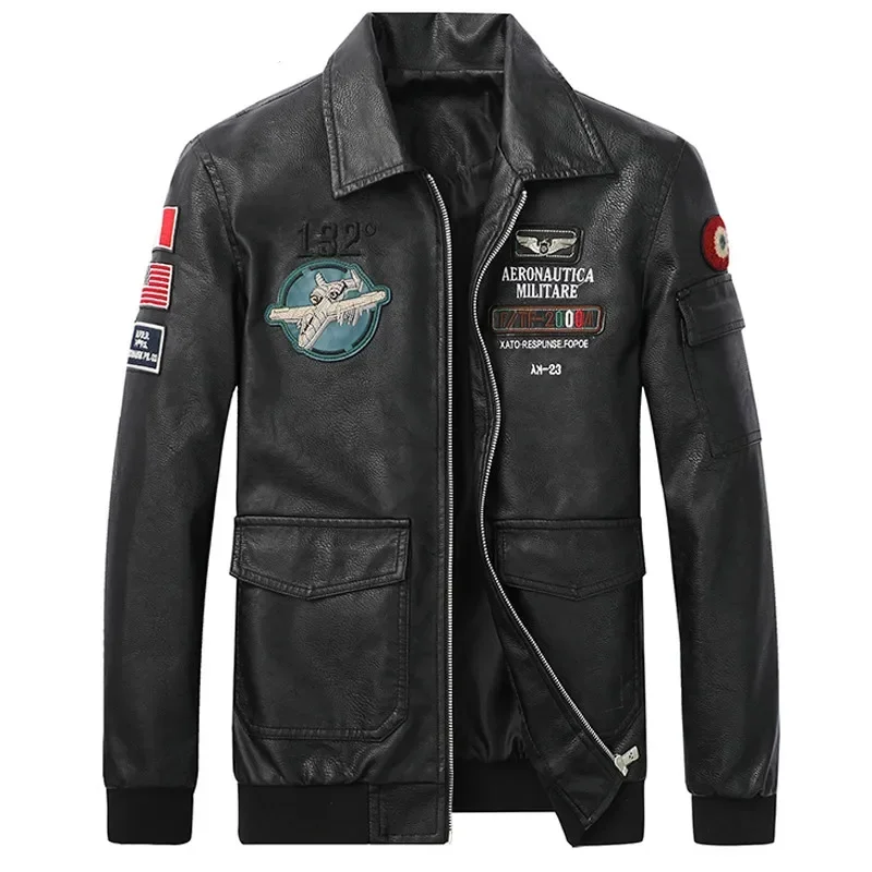 High Quality Leather Jackets Men Motorcycle Bike Jacket Vintage Plane Pu Leather Coats Mens Veste Homme Windbreaker