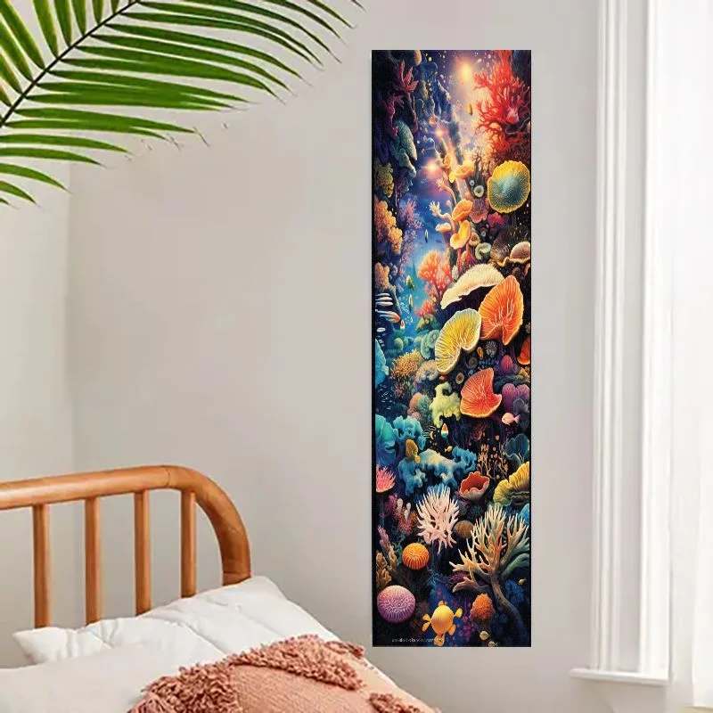 VIKAMA Boho Flower Tapestry Colorful Mosaic Rainbow Floral Aesthetic Bedroom Decor