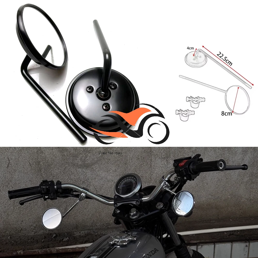 

2Pcs 7/8" Handlebar Round Rear View Side Mirrors Motorcycle For Bobber Cruiser Racer Cafe motorcycle accessories