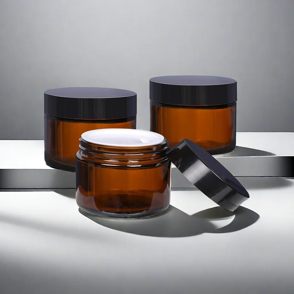 Frasco cosmético de vidrio marrón ámbar de 5g-50g, botellas de crema facial, crema facial portátil de viaje, accesorios para envases cosméticos