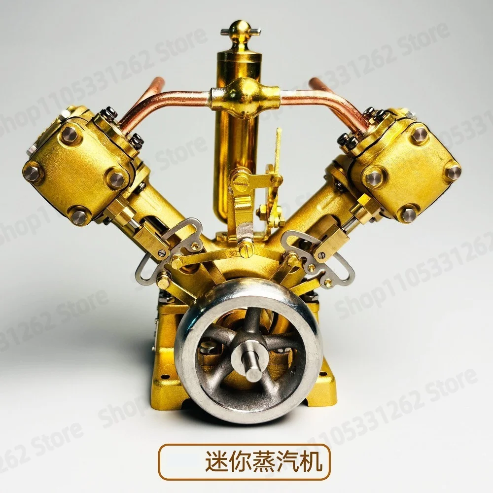 RW-V2 Engine Mini Steam Engine Model Ship Train Machinery Twin Cylinder Steam Engine Home Ornament
