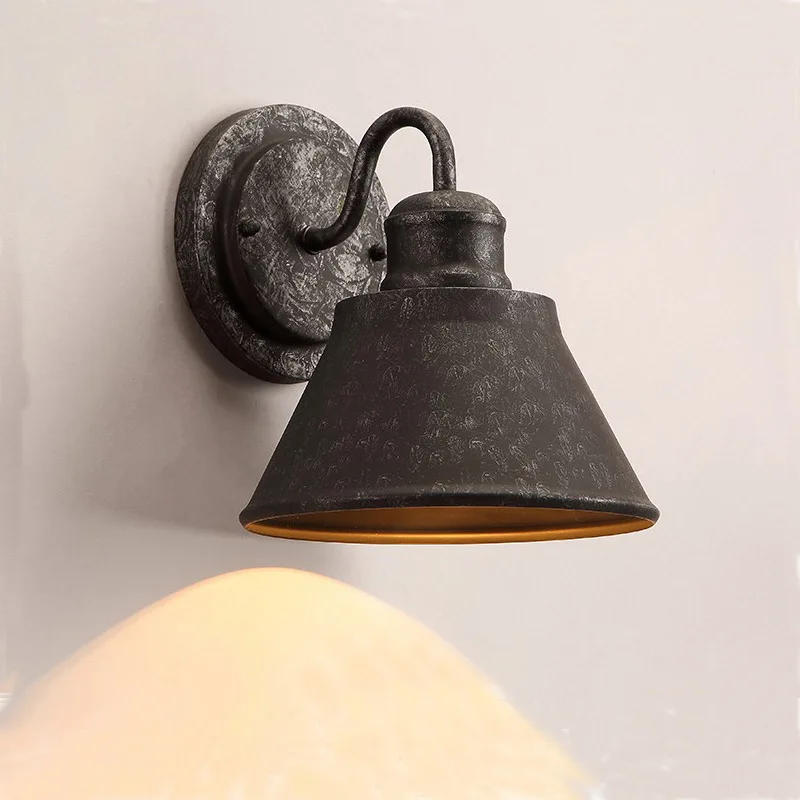 

Outdoor Waterproof Wall Lamp American Rural Loft Retro Exterior Wall Porch Corridor Bedroom Bedside Mirror Iron Led Wall Lamp