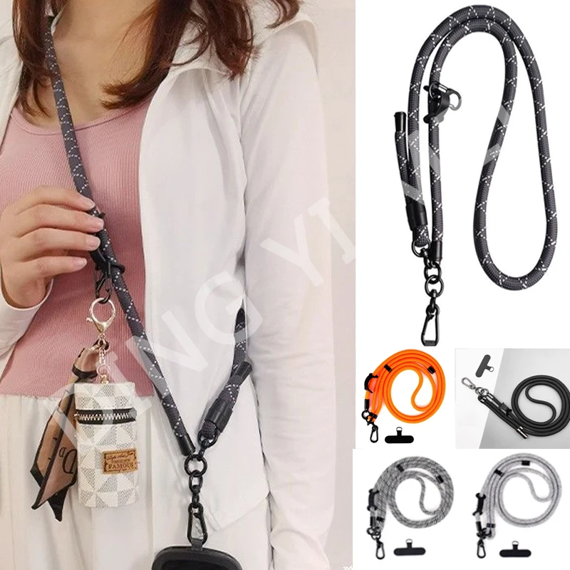 150CM Length Phone Lanyard Adjustable Detachable Neck Cord Outdoor Universal Crossbody Strap Card Clip for Mobile Phone Case