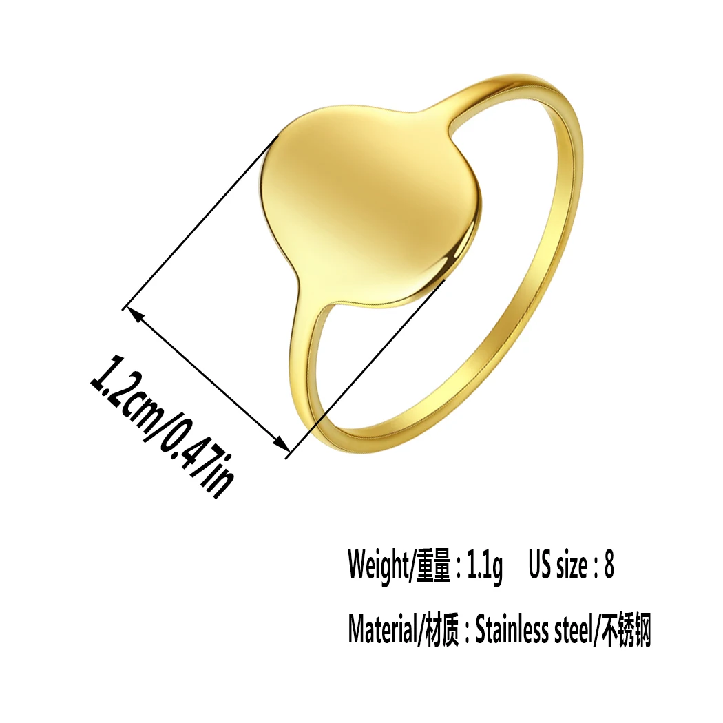 Kinitial Stainless Steel Geometric Oval Women's Ring Minimalist Korean Knuckle Rings Birthday Gift