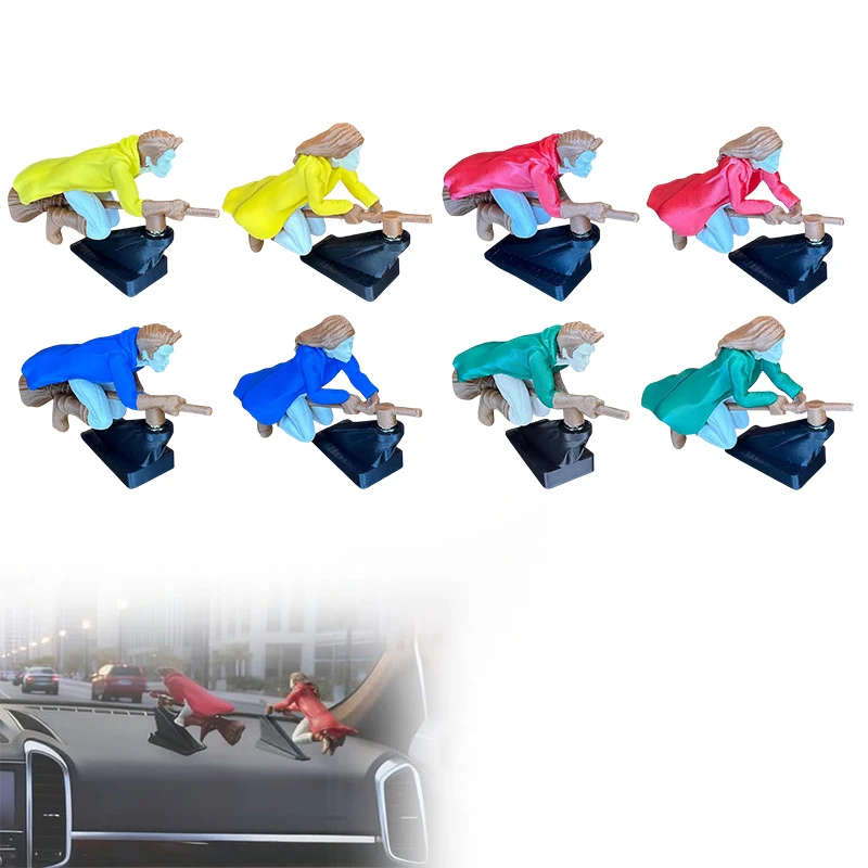 New  And Wizard Broomstick Dashboard Drift Ornaments,Fantasy Car Decoration,Fun Drift & Turn Wizard Broomstick Decor