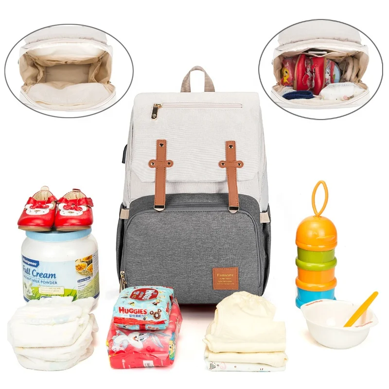 Windel Rucksack Kinderwagen Tasche Mama Papa wasserdichte Oxford Handtasche Pflege Windel Kits Mutterschaft Packs USB wärmer Halter neu