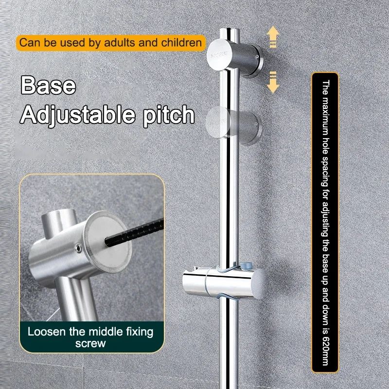 

Adjustable Shower Slide Bar Wall Mounted Extendable Handheld Shower Rail Lifter 304 Stainless Steel Shower Rail for Bathroom
