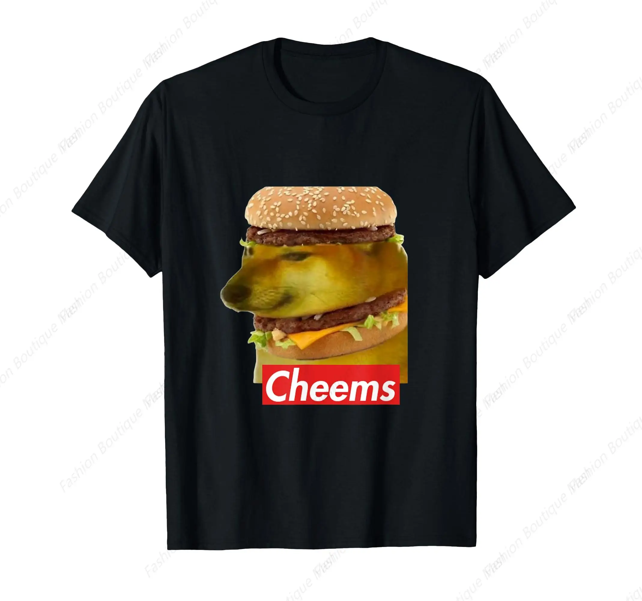 Cheems Cheemsburbger Ironic Doge Meme T-Shirt Men Women Breathable Leisure  Drop Pure Cotton Loose Couple Tee