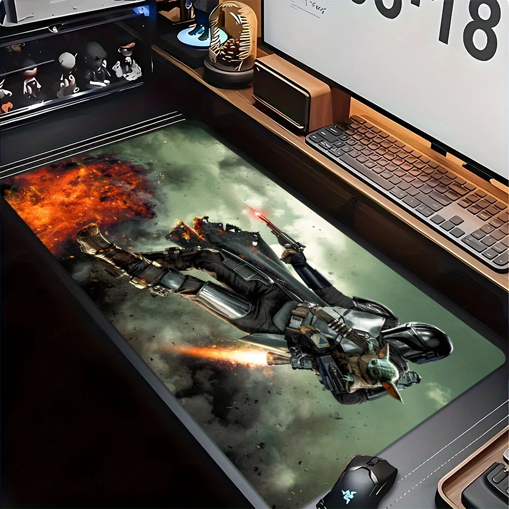 STAR WARS Mandalorian Oversized Mouse Pad - Durable, Anti-Slip Desk Mat with Intricate Armor Design, Perfect for Gamers & Studen