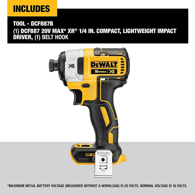 Dewalt DCF887 Cordless Impact Driver Electric Drill With 18V Lithium-ion Battery Brushless Motor LED Light Screwdriver