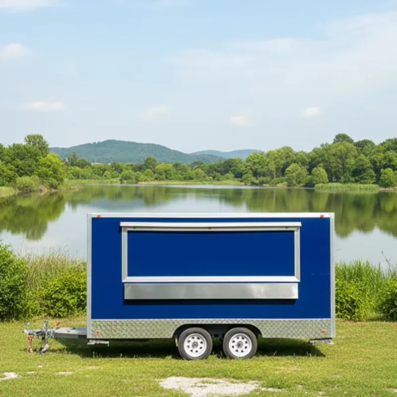 Customized Square Box Mobile Food Trailer Hot Selling Fast Food Cart Full Kitchen