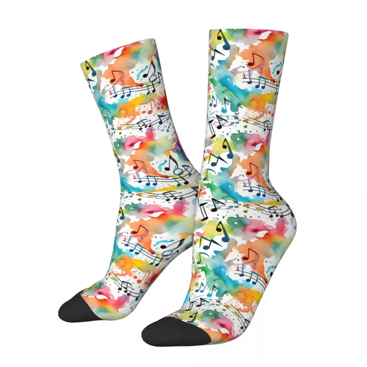 Funny Happy Sock for Men Serenade In Watercolor Vintage Breathable Pattern Printed Crew Sock Seamless Gift