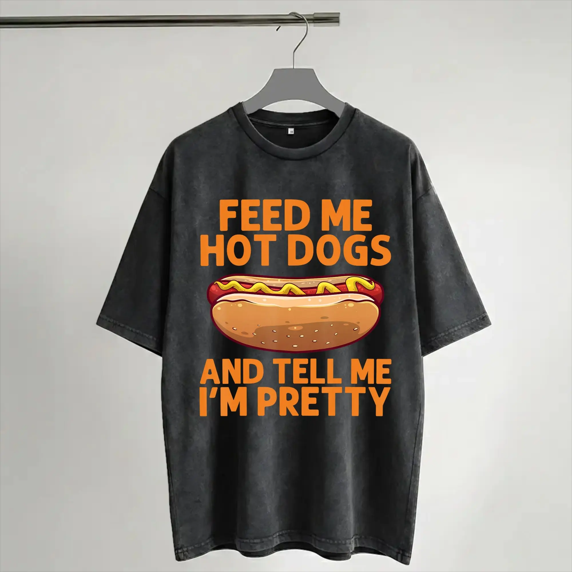 Funny Hot Dog  T Shirt Hip Hop Washed 100% Cotton Oversize T-Shirts  Vintage for Men Women Streetwear Printed Tee Shirt