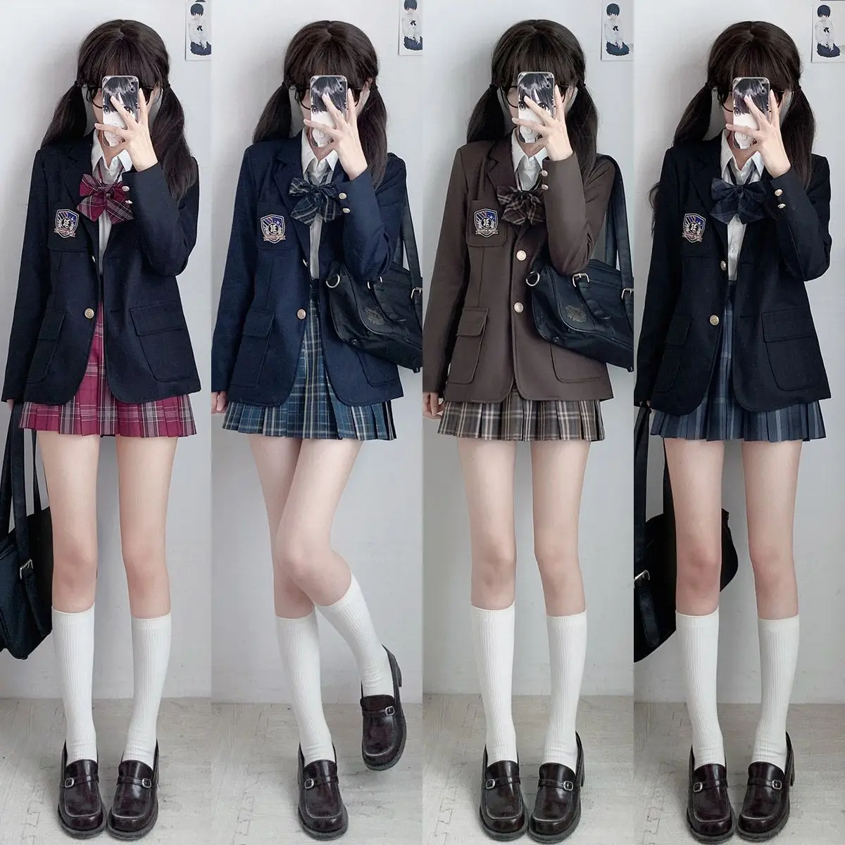 Japanese/Korean-style 3-piece suit set for female students: blazer, pleated skirt, and shirt (Autumn/Winter JK uniform style)