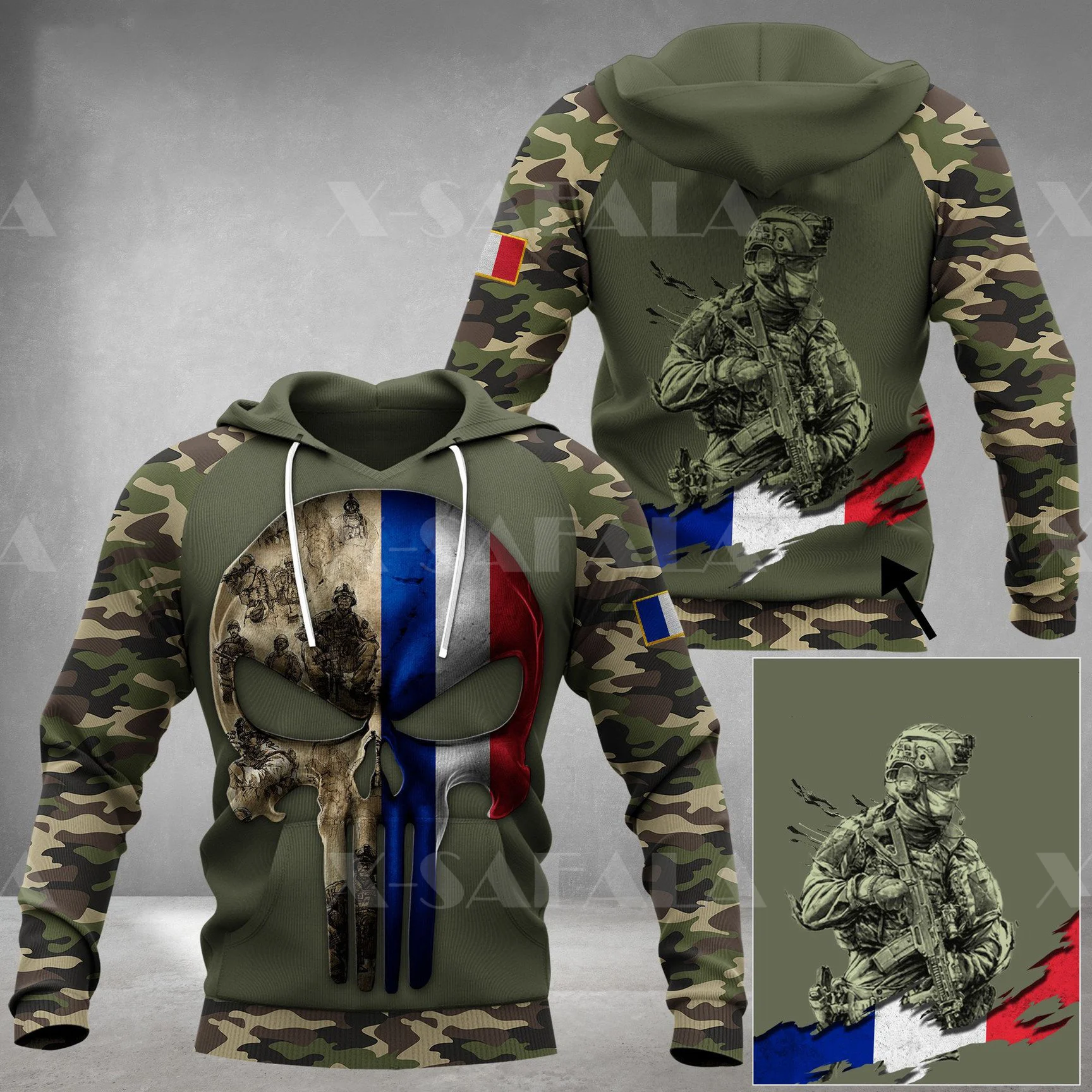 

France Soldier-ARMY-VETERAN Country 3D Print Hoodie Spring Autumn Man Women Harajuku Outwear Hooded Pullover Tracksuits Casual-3