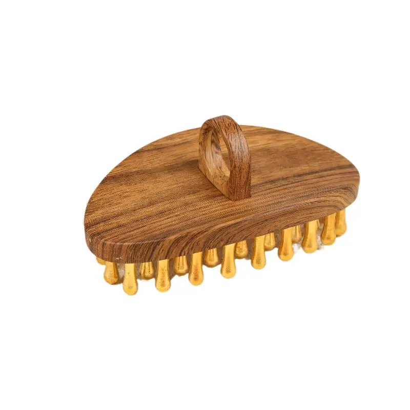 Houten handvat, massief messing meridiaanborstel, 39-tands lichaamsmassage- en schoonheidstool - afbeelding 2