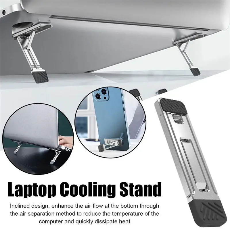 Zinc Alloy Laptop Holder for Macbook Air Pro Pad 2Pcs Riser Feet Nonslip Desktop Kickstand Foldable Notebook Keyboard Stand ﻿