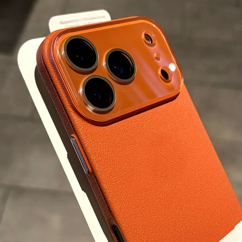 

Роскошный кожаный чехол для телефона с текстурой для iPhone 11, 12, 13, 14, 15, 16, 17 Pro Max Plus, противоударный чехол-бампер с защитой воздушной линзы