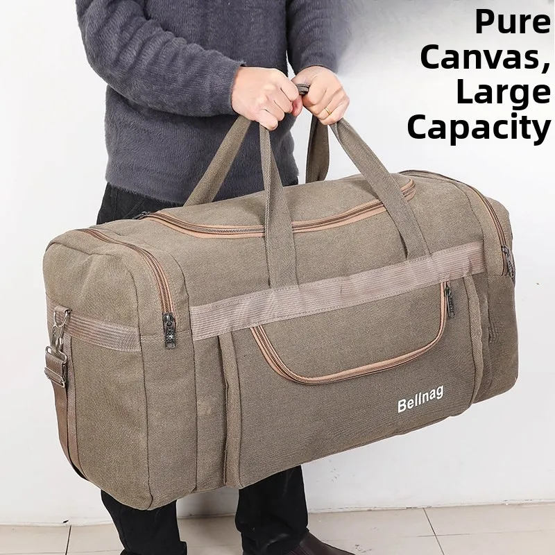 large-capacity-canvas-travel-bag-men's-handheld-luggage-bag-for-travel-clothing-storage-bag-moving-bag-retro-style-polyester