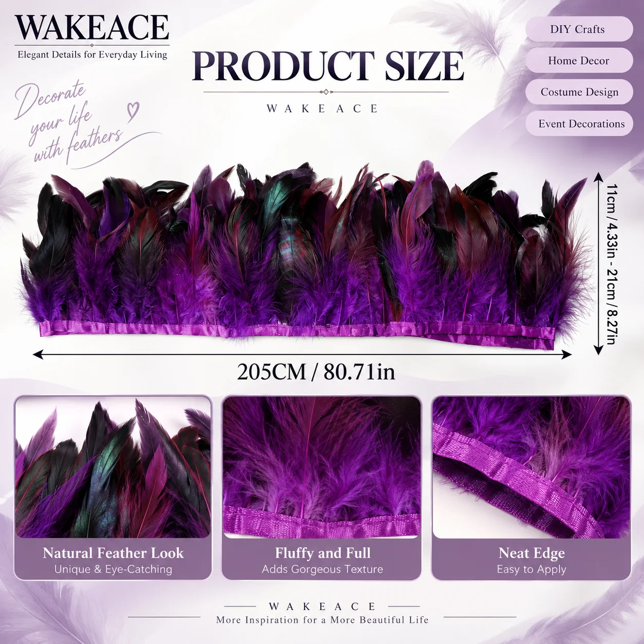 Premium LongFaux Rooster Feath - Fringe Ribbon Sewing ulasan dan harga
