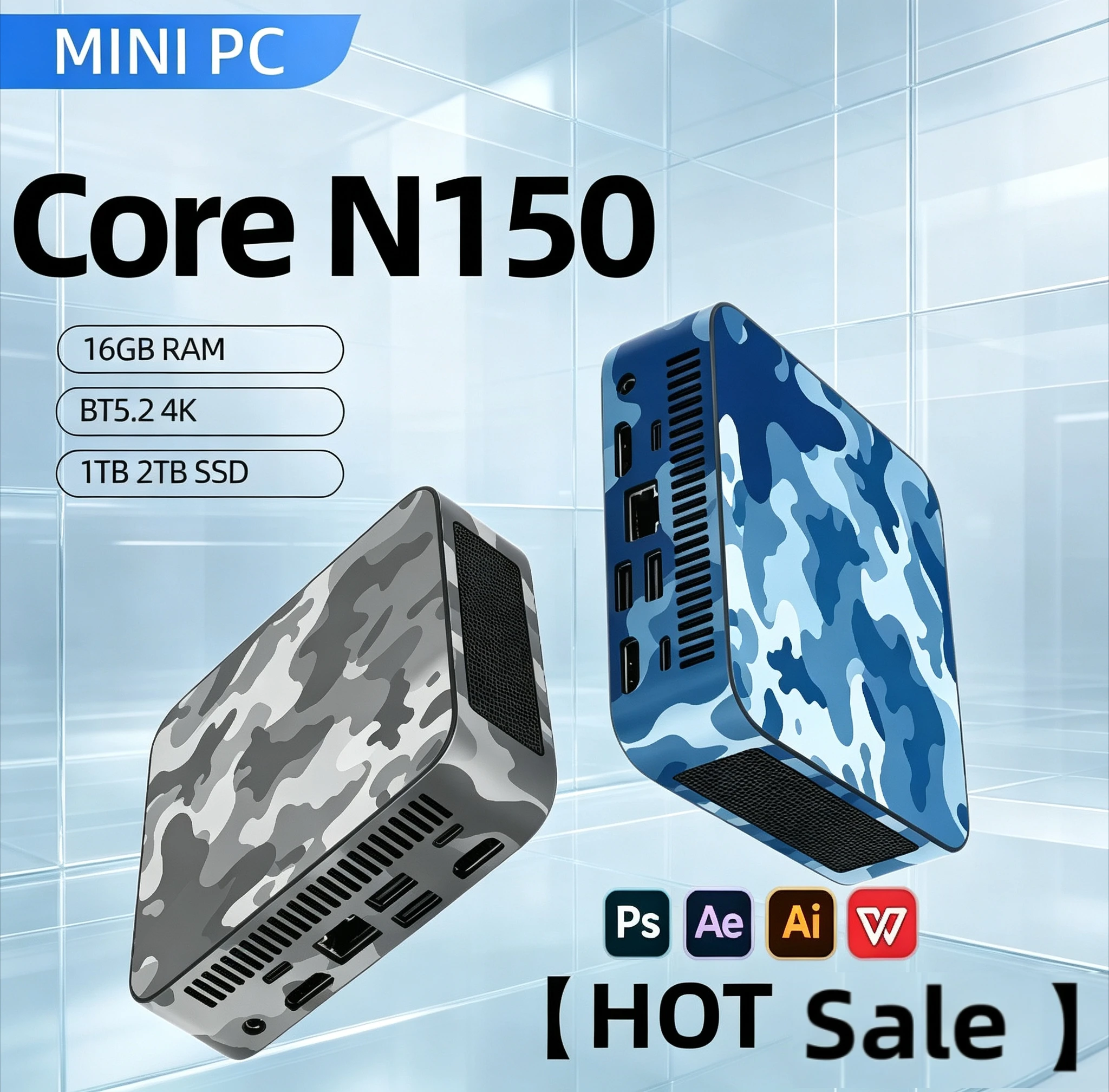 2026 New  Intel Core N150 MINI PC 16GB RAM 1TB 2TB SSD WIFI 6 BT5.2 4K HD Mini Gaming Office Study Pc