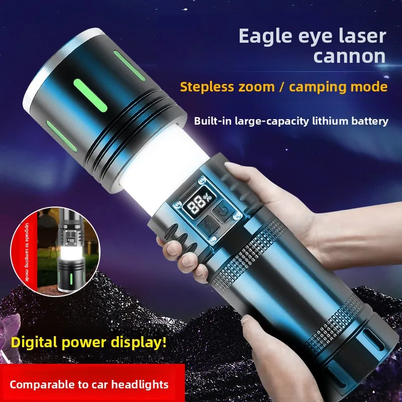New Super Bright High Power Laser Flashlight Digital Multifunction Work Light Outdoor USB C Rechargeable Long Range Portabl