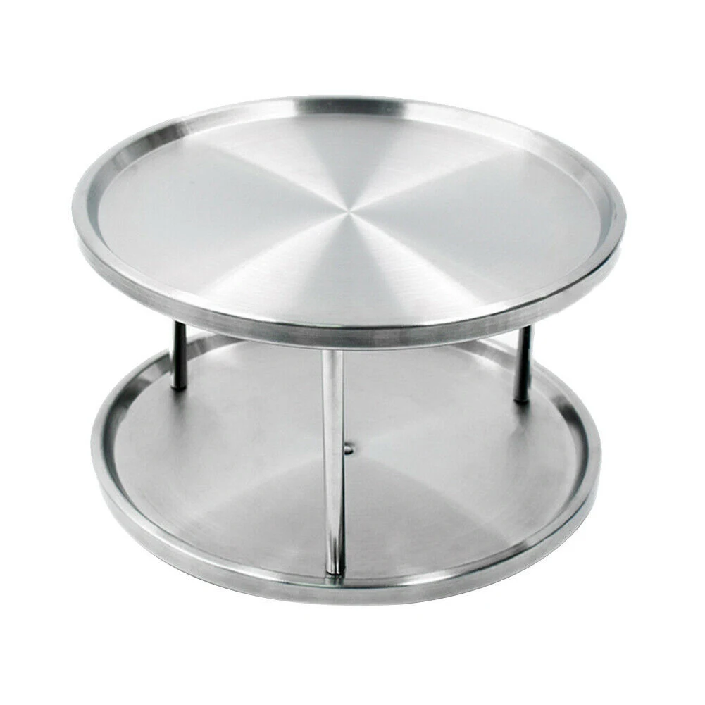 

Stainless Steel Spice Rack Double-layer Turntable 360 Degree Rotating Organizer Tray For Kitchen Counters