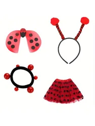 A complete ladybug costume accessory set pretend to play red and black polka dot birthday gift Ladybug party supplies