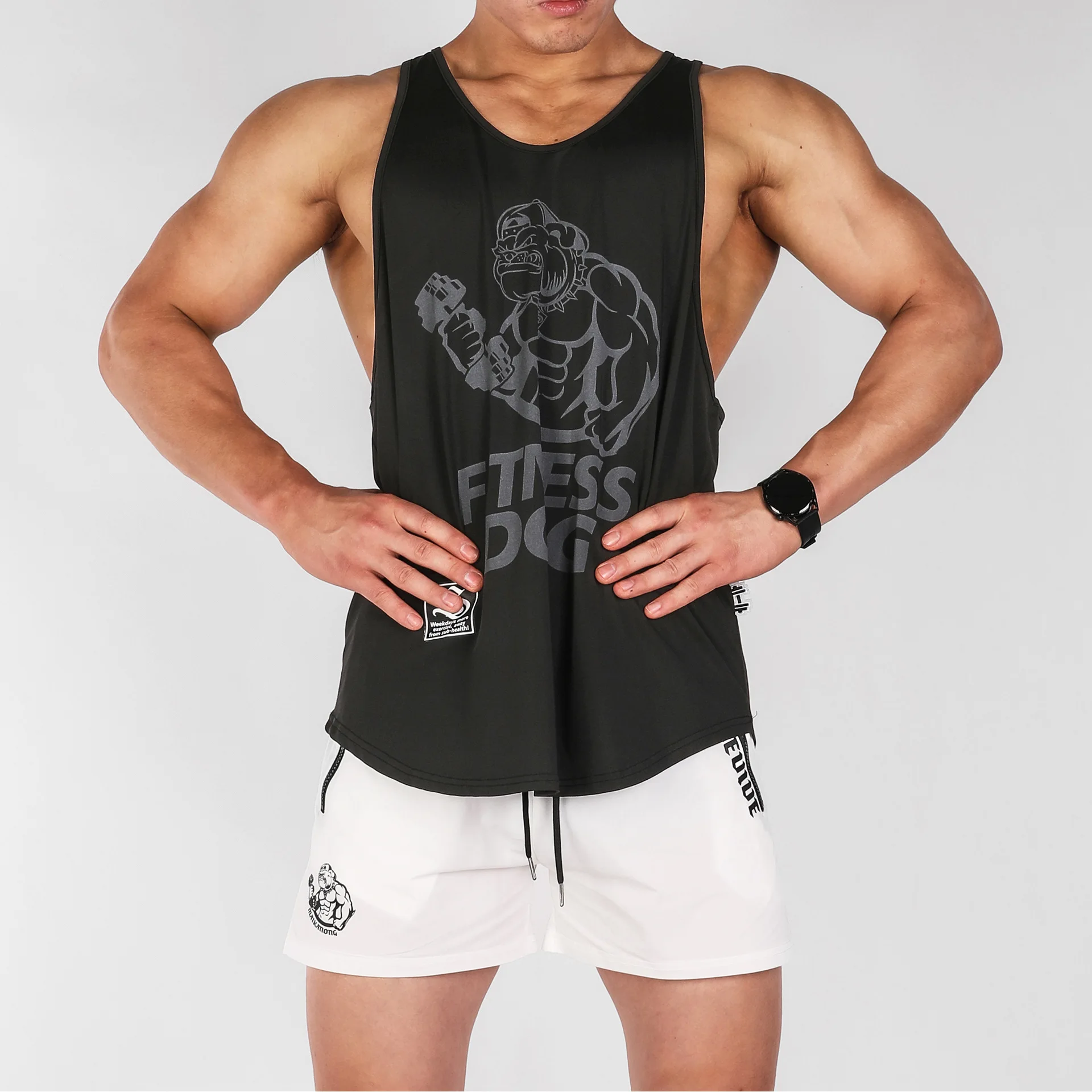 

New Summer Tank Tops Training Clothing Vest Fitness Muscle Dog Print Fashion Sleeveless Vest Quick Drying Breathable Sport Vest
