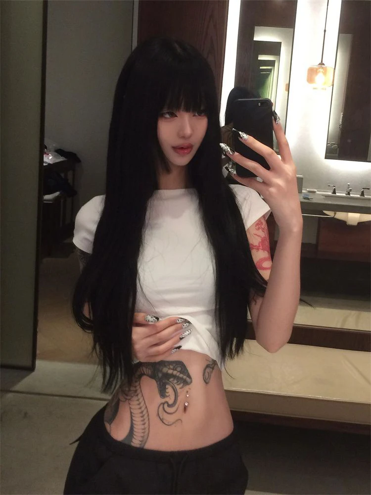 Seeslim Hotsweet Koszulki z grafiką bez pleców Krótki rękaw Nadruk Litera Letnie topy Slim Ubrania z lat 2000 Y2k T-shirty Odzież damska