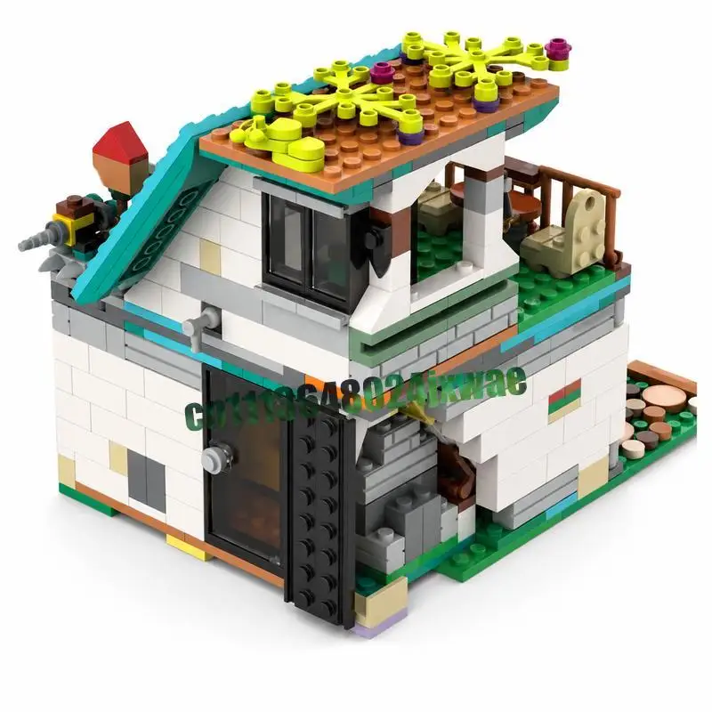 NEW 600PCS Modular Cozy House Brown Brick Building Blocks MOC Model Creative Architecture DIY Assembly Puzzle Toy Gift Display