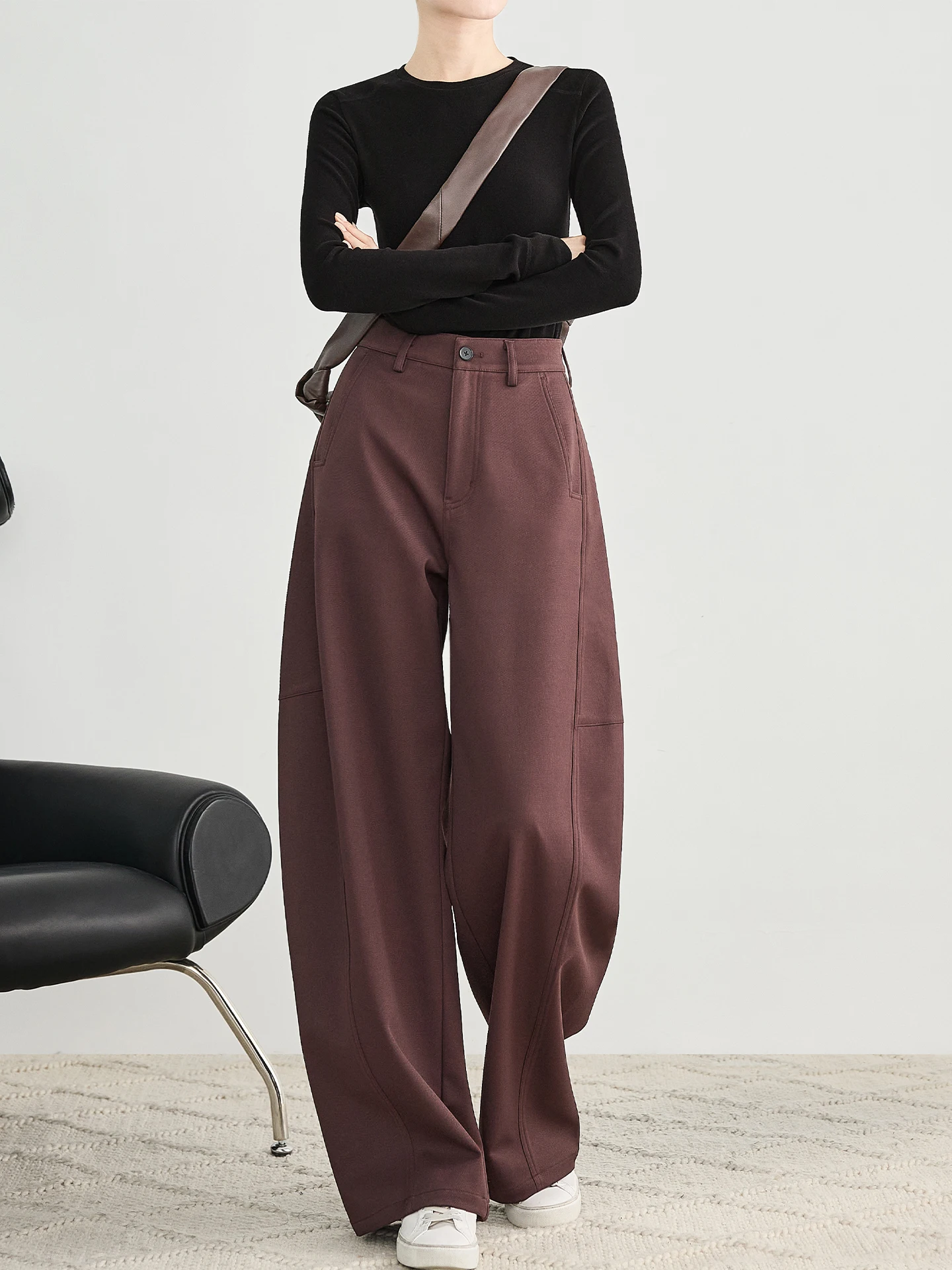 

High Waist Wide Leg Pants Women's Loose Drapey Casual Trousers Khaki Light Cotton 00% Comfortable Breathable Casual Pants