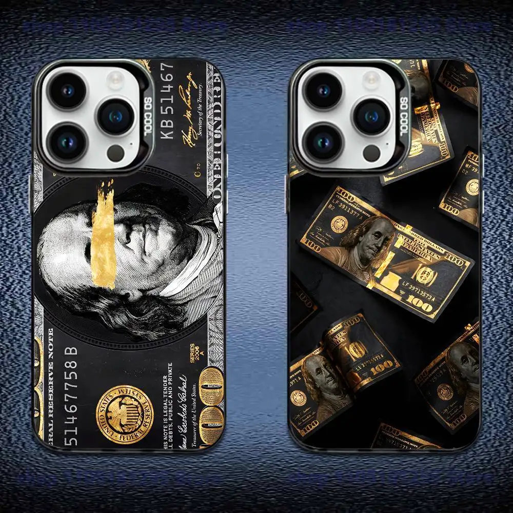 

Money Gold Art Phone Case IMD For IPhone 17,16,15,14,13,12,11 Pro Max Plus Color Silver Black Cover