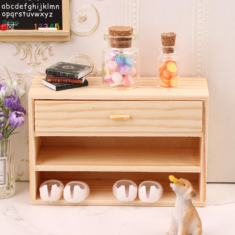 27 Style 1:12 Dollhouse Miniature Bookcase Wood Locker Study Cabinet Handcrafted Furniture Model Decor Toy DollHouse Accessories