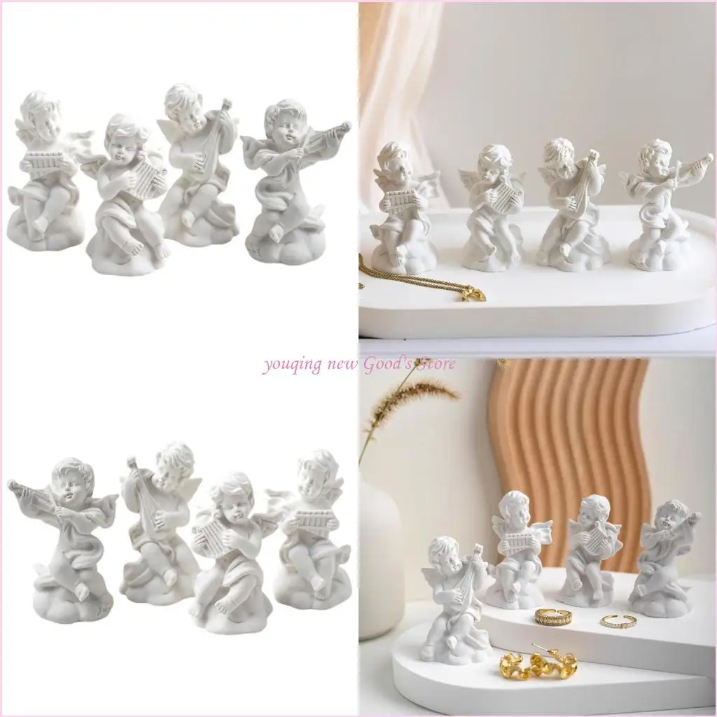 

57QA 4 Units Artistic Angel Resin Jewelry Stands Compact Display Rack Photo Staging Props for Ring Earring Photo Backgrounds