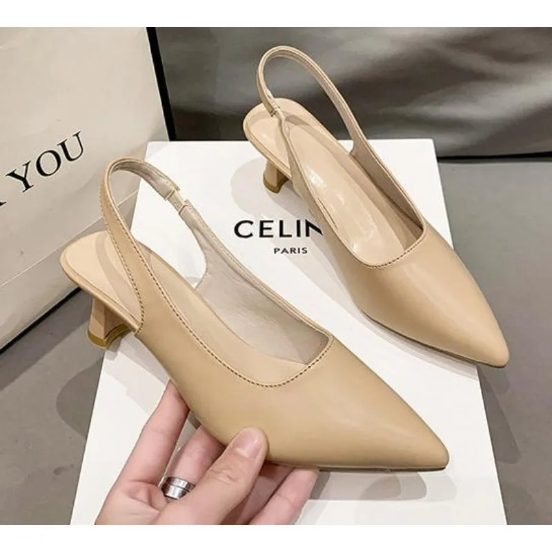 

Summer Fashion New Breathable Pointed Toe Stiletto Heel PU Comfortable and Elegant Women's Shoes Shallow Mouth Sexy Sandals
