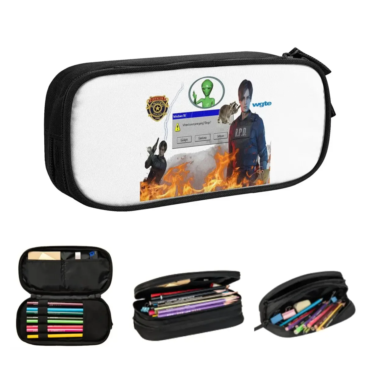 Leon Kennedy Gaslighting, Gatekeeping, And Girlbossing Pencil Cases Large Storage Pen Bags Pen Box Pencil Pouch For Boys Girls