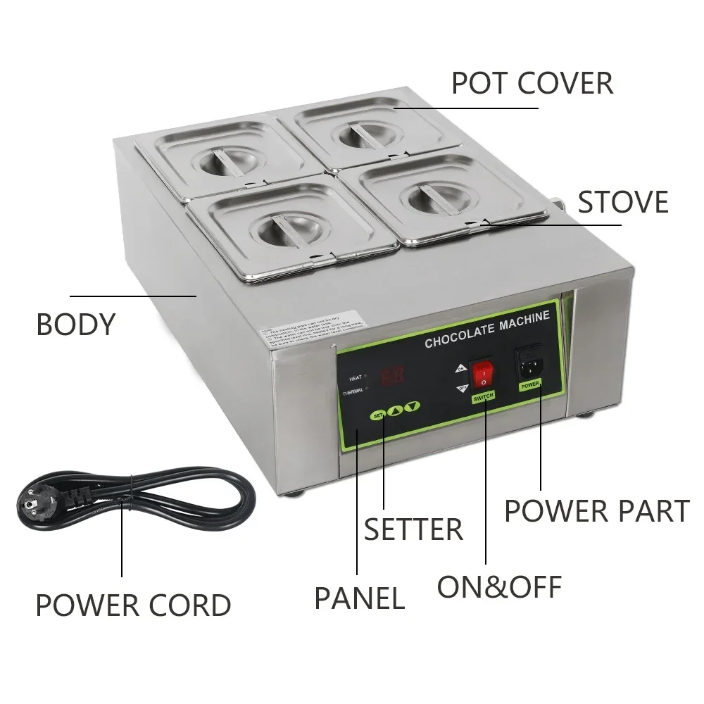 HomeWise 1/2/4 Lattice Electric Chocolate Melting Machine Chocolate Melting Furnace Tempering Machine Heating Stove