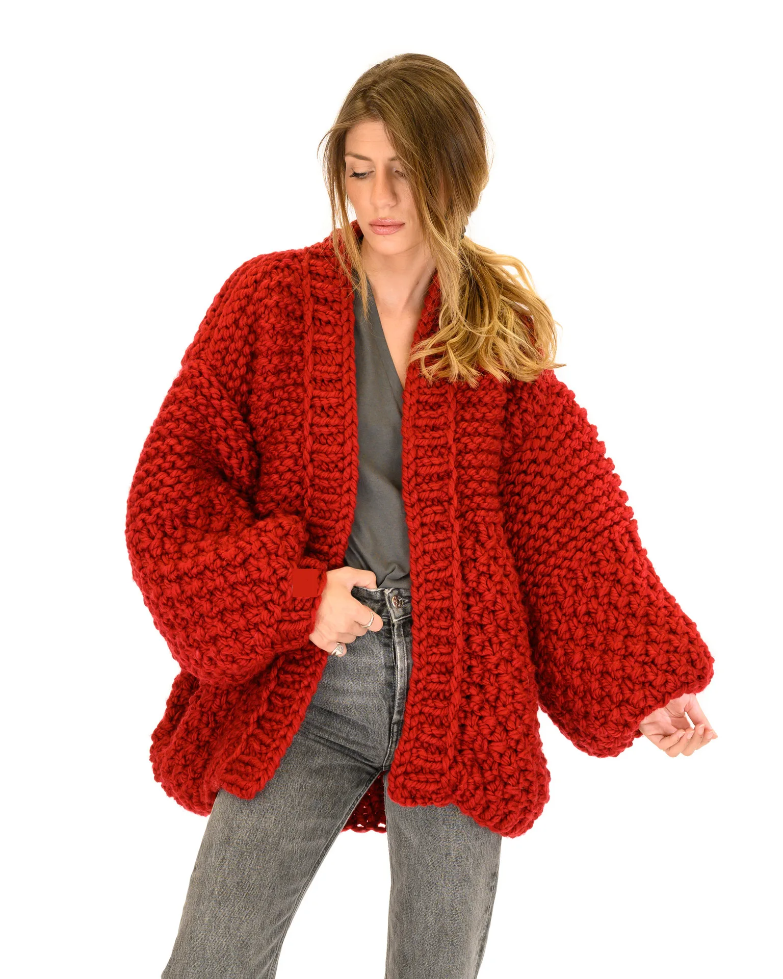 Imagem -05 - Cardigan de lã Artesanal para Mulheres Cabolsa Grosso Xale Quente Estilo High Street Inverno