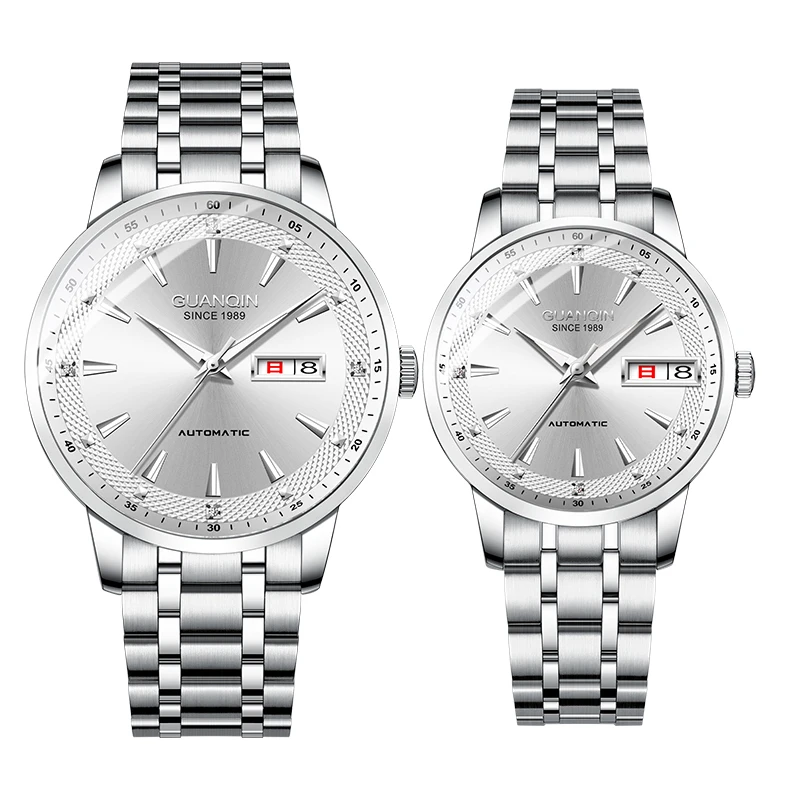 Guanqin tungsten steel watch, couple's fully automatic mechanical watch, men's watch, waterproof fashion, business trend watch