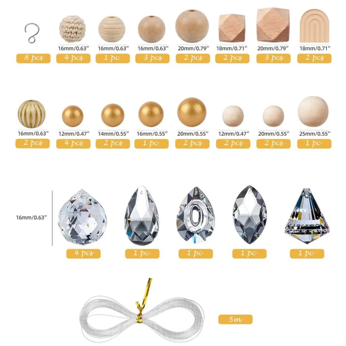 Multi-use Gear DIY Sun Catcher Crystal Craft Kit with Accessories, Transparent Hanging Crystals for Window and Garden Décor