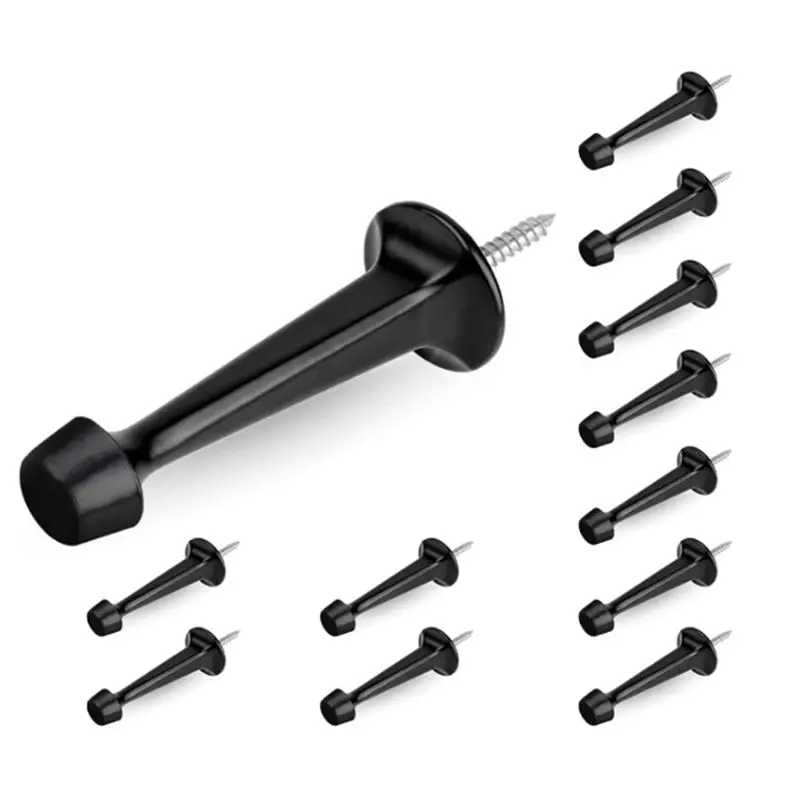 【ELEVATE LIFE】12Pcs Heavy Duty Solid Rigid Door Stops with Rubber Tips Zinc Die Cast Zinc Alloy Door Stops for Walls and Doors -
