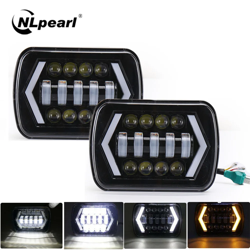 

Фара Nlpearl для автомобиля 55 Вт, 5x7 дюймов, проектор, Ближний и Дальний свет, гало, DRL H4, штепсельная вилка, освещение для Jeep Wrangler, YJ, Cherokee, XJ