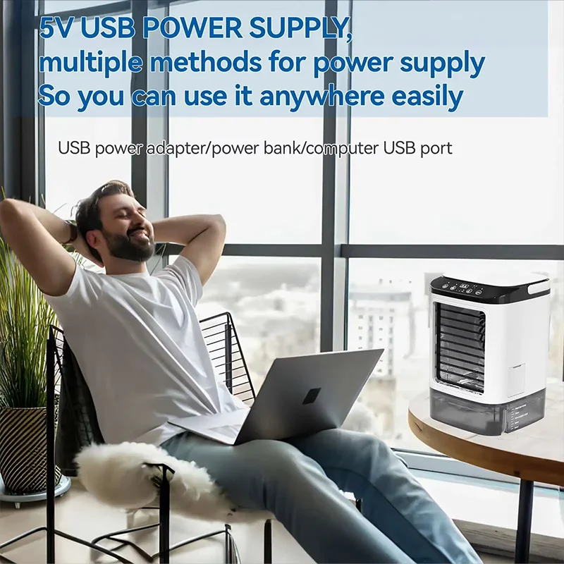 USB desktop fan mini water cooling fan small air conditioning office dormitory spray humidification fan cooler large water tank image 4