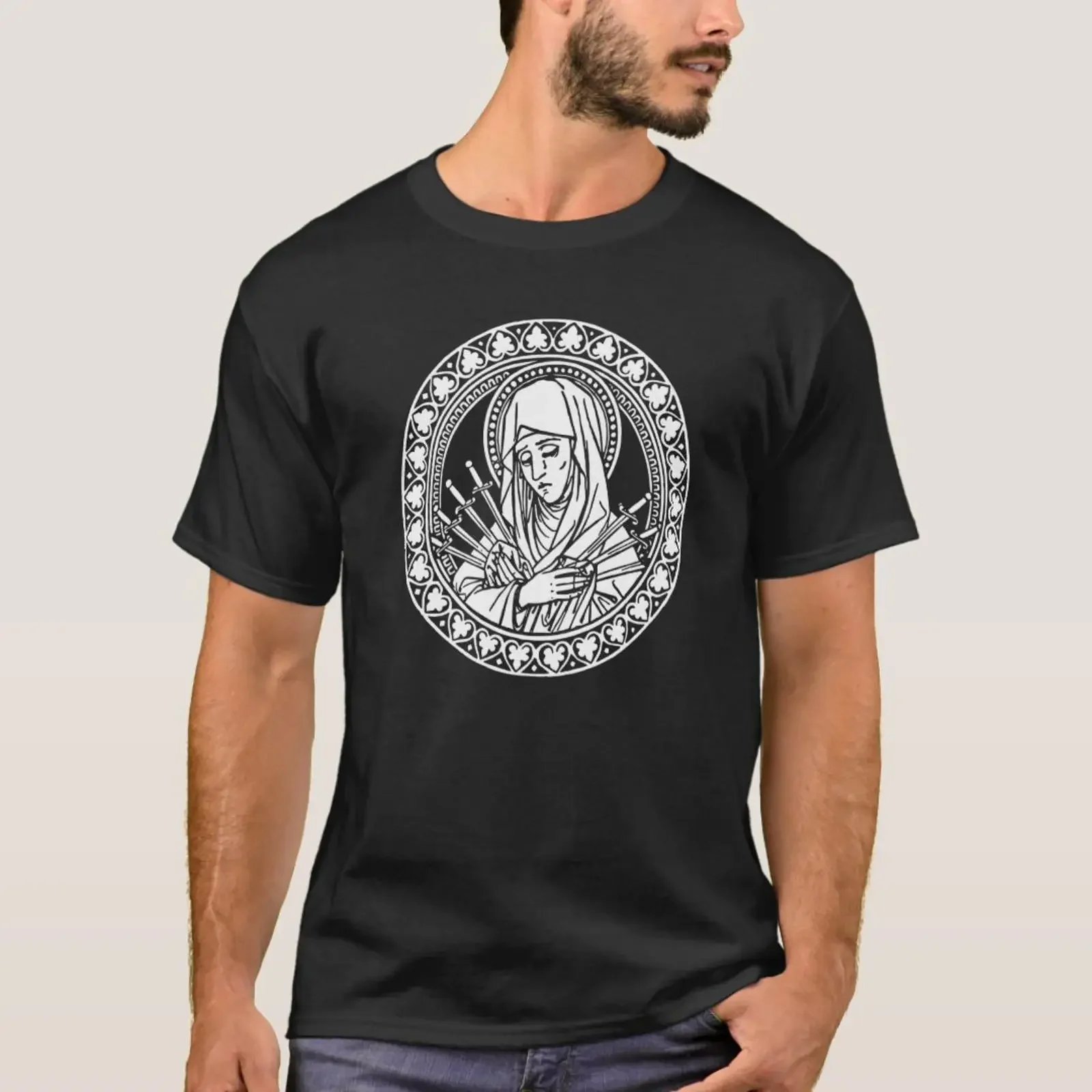 Our Lady of Sorrows Mater Dolorosa Mary Breviarium T Shirt vintage Washed Versatile Stylish homme designer clothes streetwear