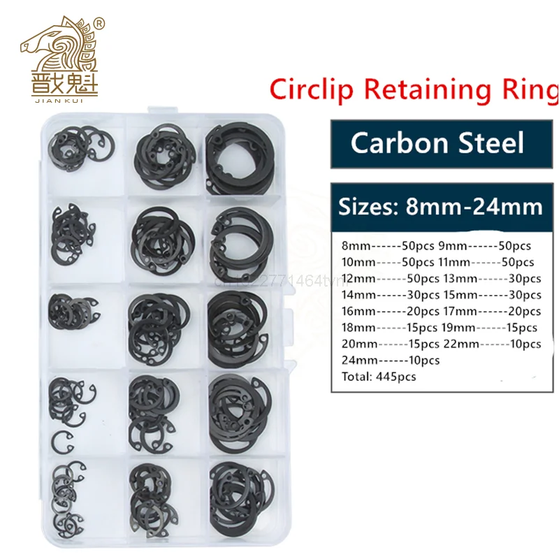 445Pcs C Soort Interne Borgring Behoud Ringen Assortiment Kit Voor Gat Rvs Carbon Staal Borgring Snap Ringen DIN472
